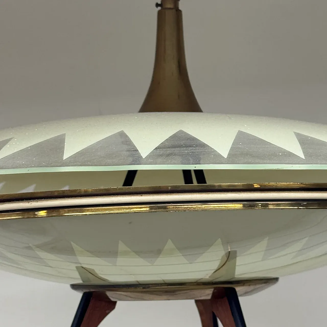 Glass and teak pendant lamp, 1950s 6