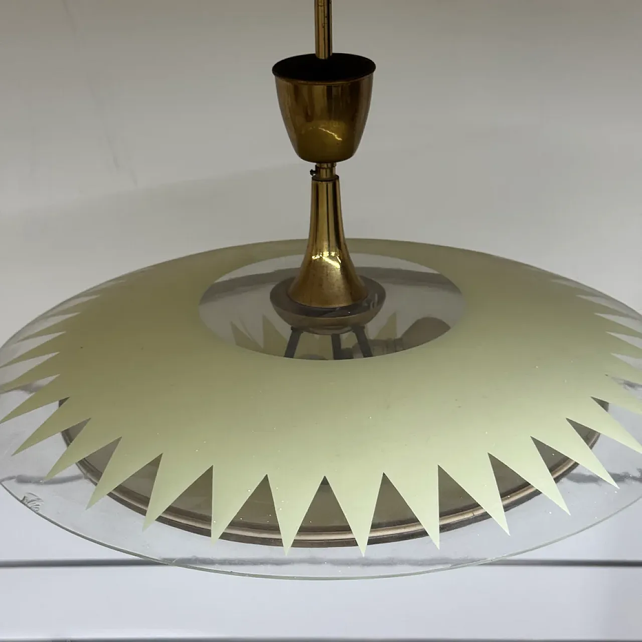 Glass and teak pendant lamp, 1950s 7