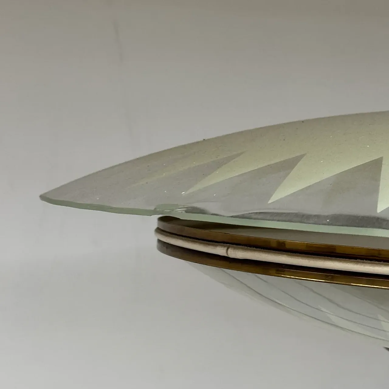 Glass and teak pendant lamp, 1950s 9