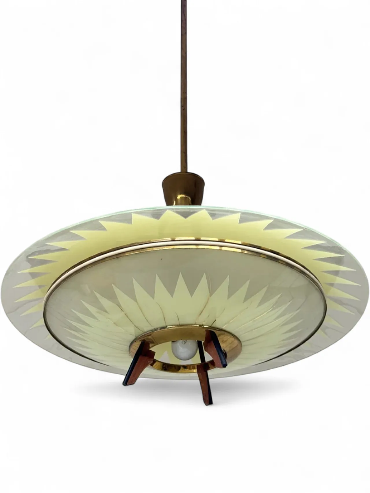 Glass and teak pendant lamp, 1950s 10