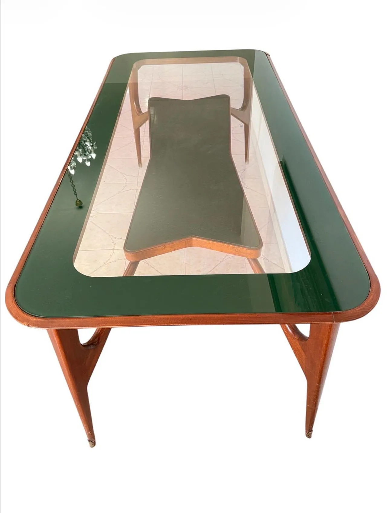 Dining table with 6 wooden and glass chairs by Vittorio Dassi, 1950s 6