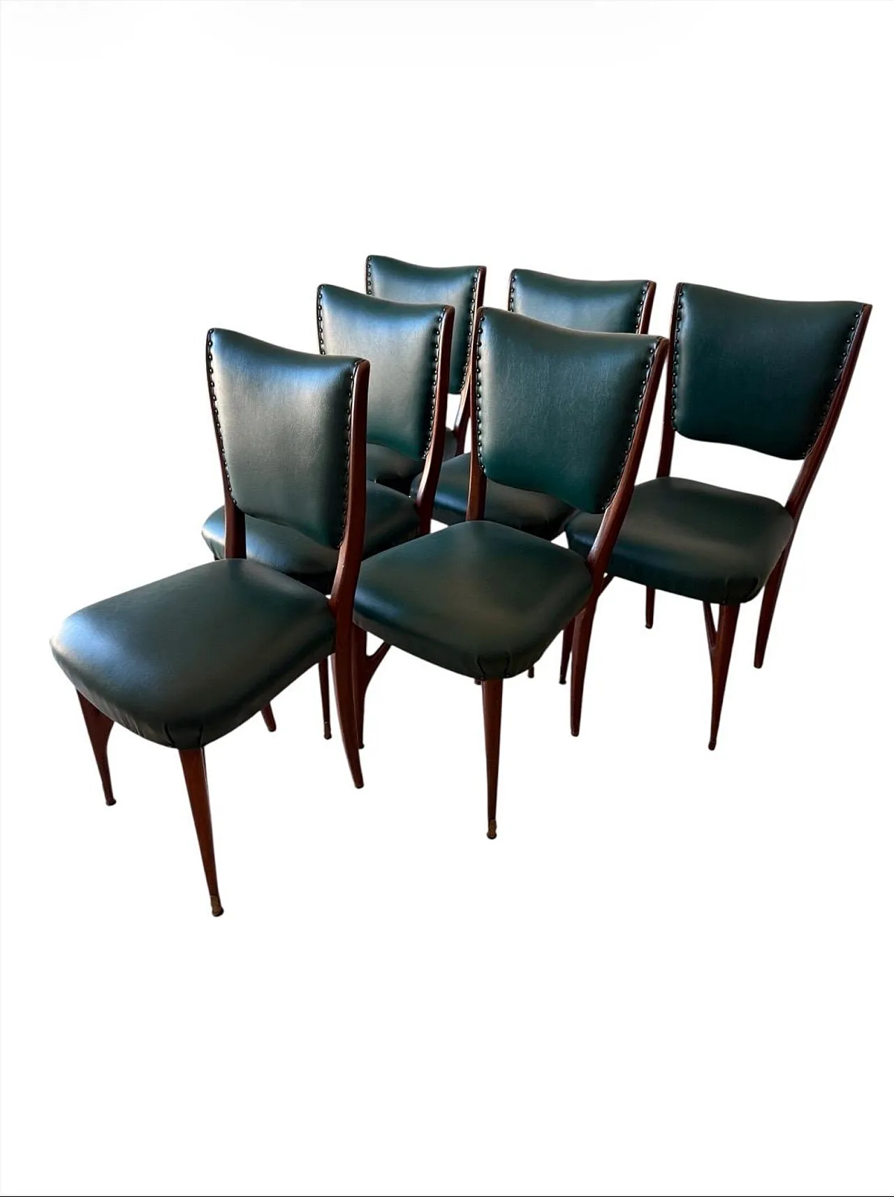 Dining table with 6 wooden and glass chairs by Vittorio Dassi, 1950s 8