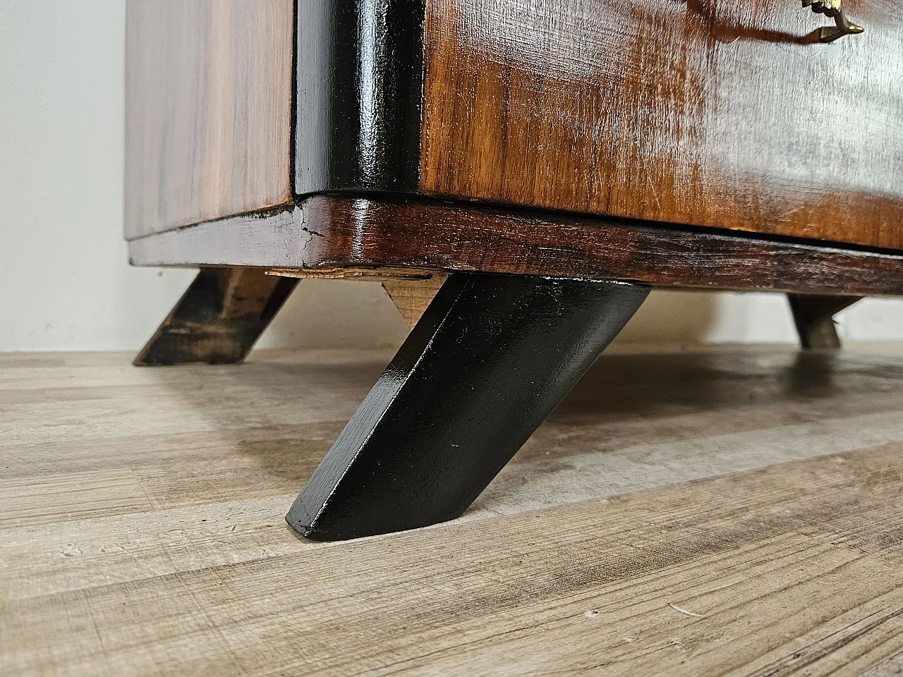 Art Decò chest of drawers in mahogany root, 50s 17