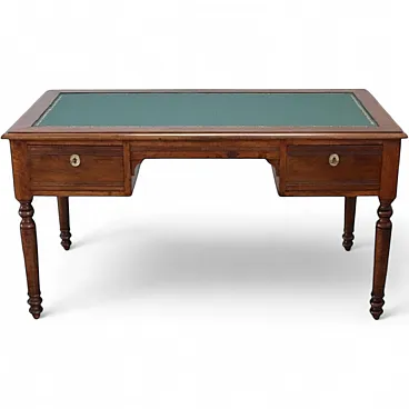 Louis Philippe walnut desk with green top restored, mid-19th century