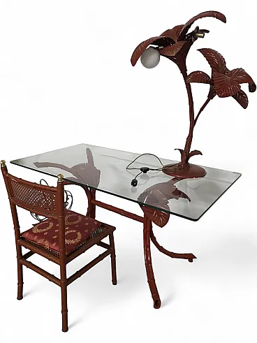 Sergio Terzani red metal desk set, 1980s