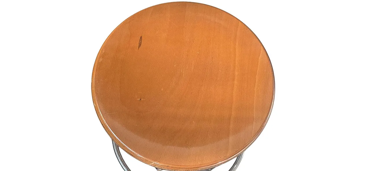 Industrial technical stool in wood and metal, 1970s 4