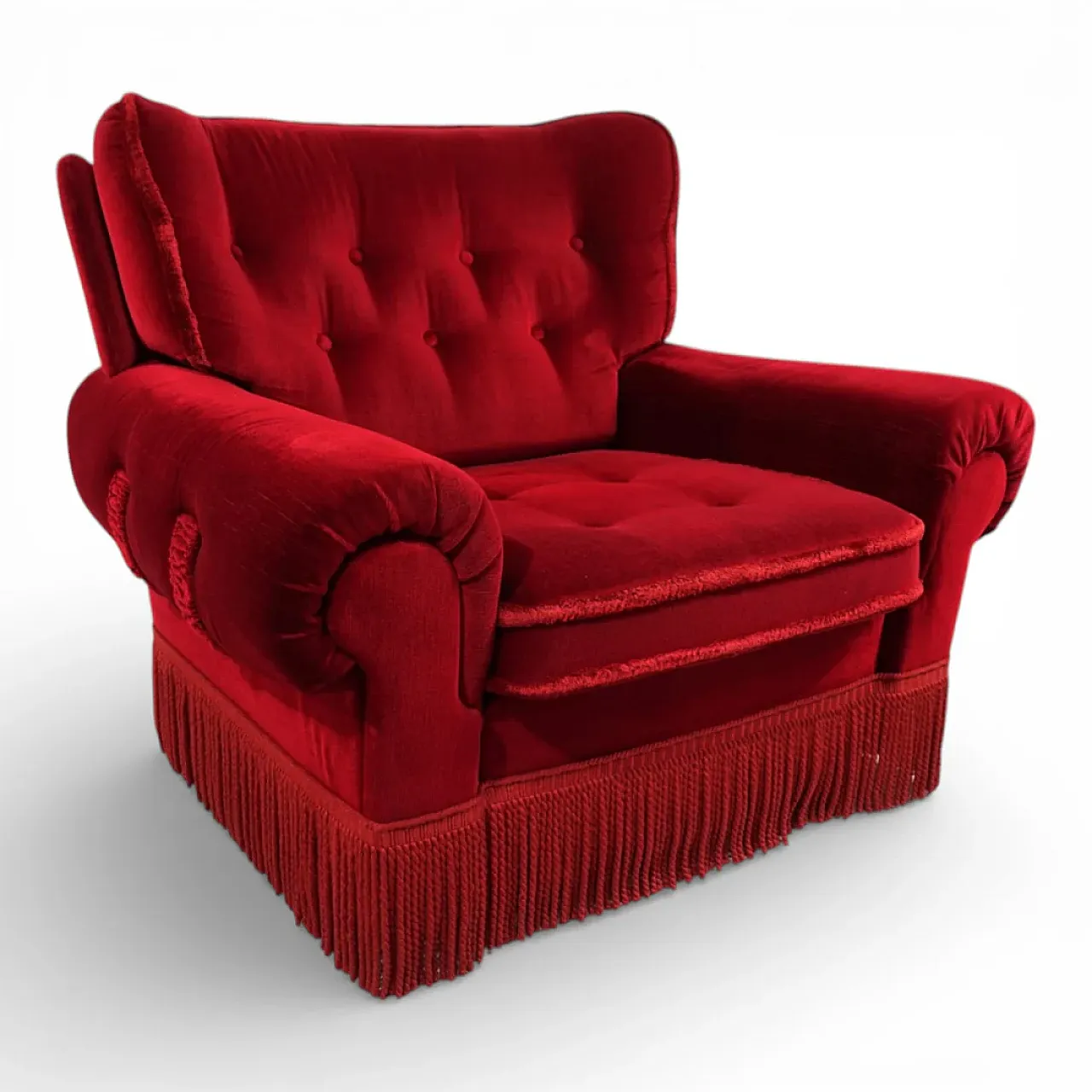 Hollywood Regency red lounge chair in Art Deco style, 1940s 1