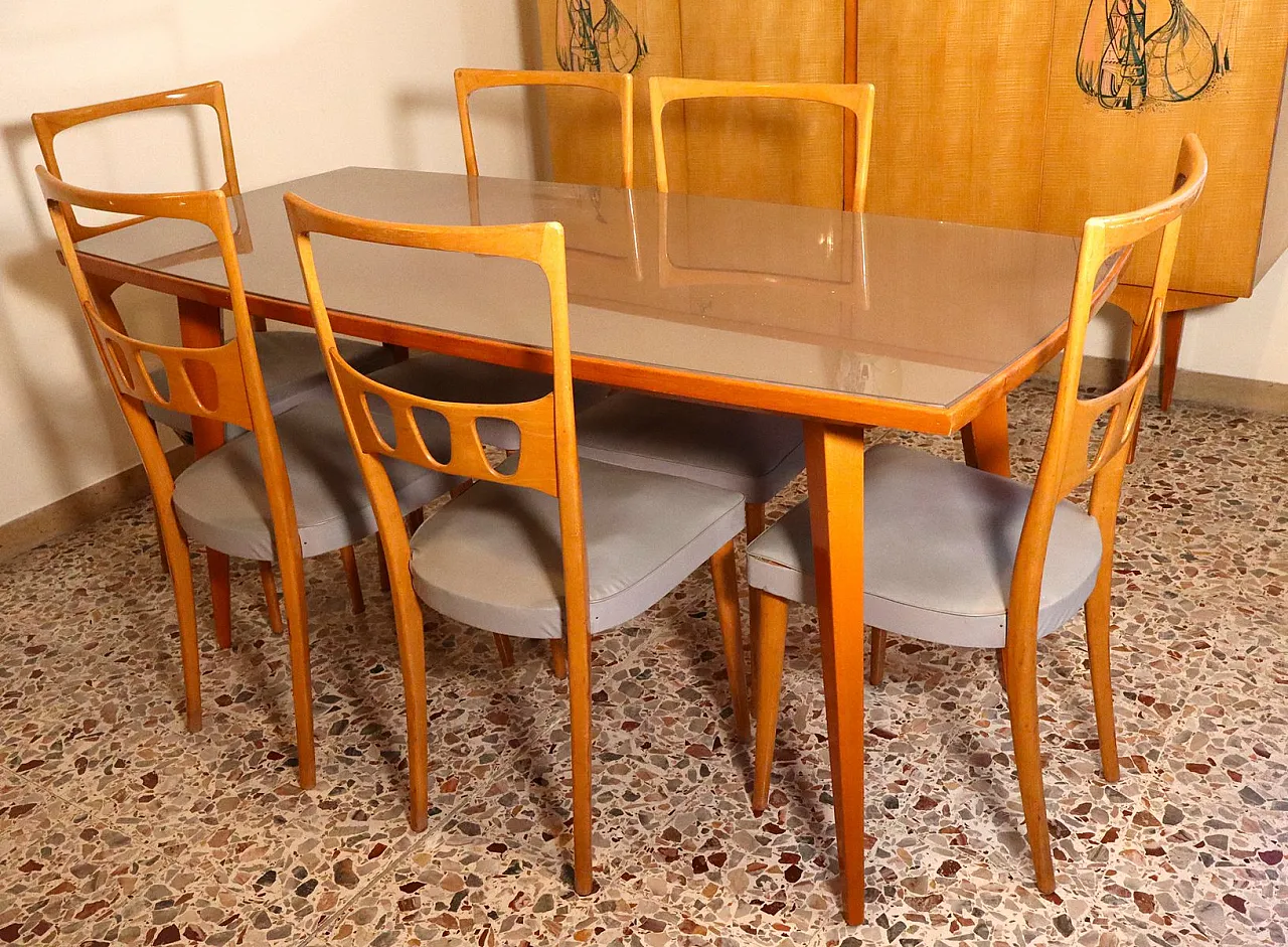 Mid-Century Modern table with 6 chairs by Vittorio Dassi, 1950s 1