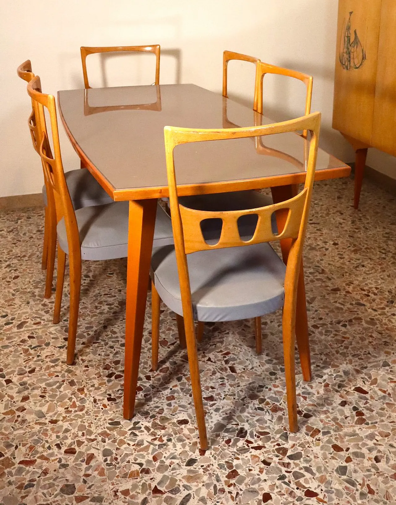 Mid-Century Modern table with 6 chairs by Vittorio Dassi, 1950s 2