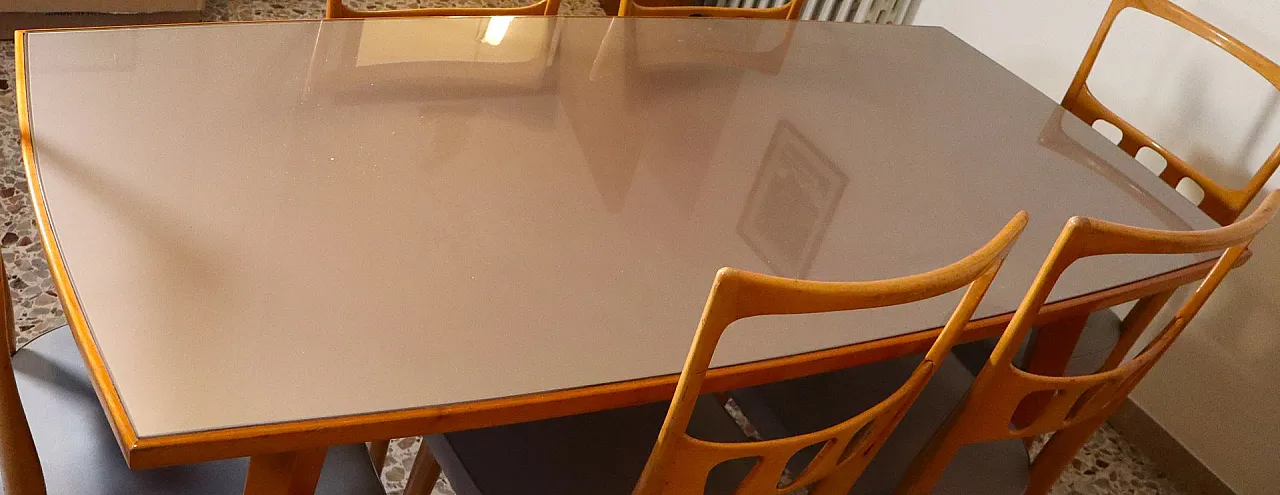 Mid-Century Modern table with 6 chairs by Vittorio Dassi, 1950s 3