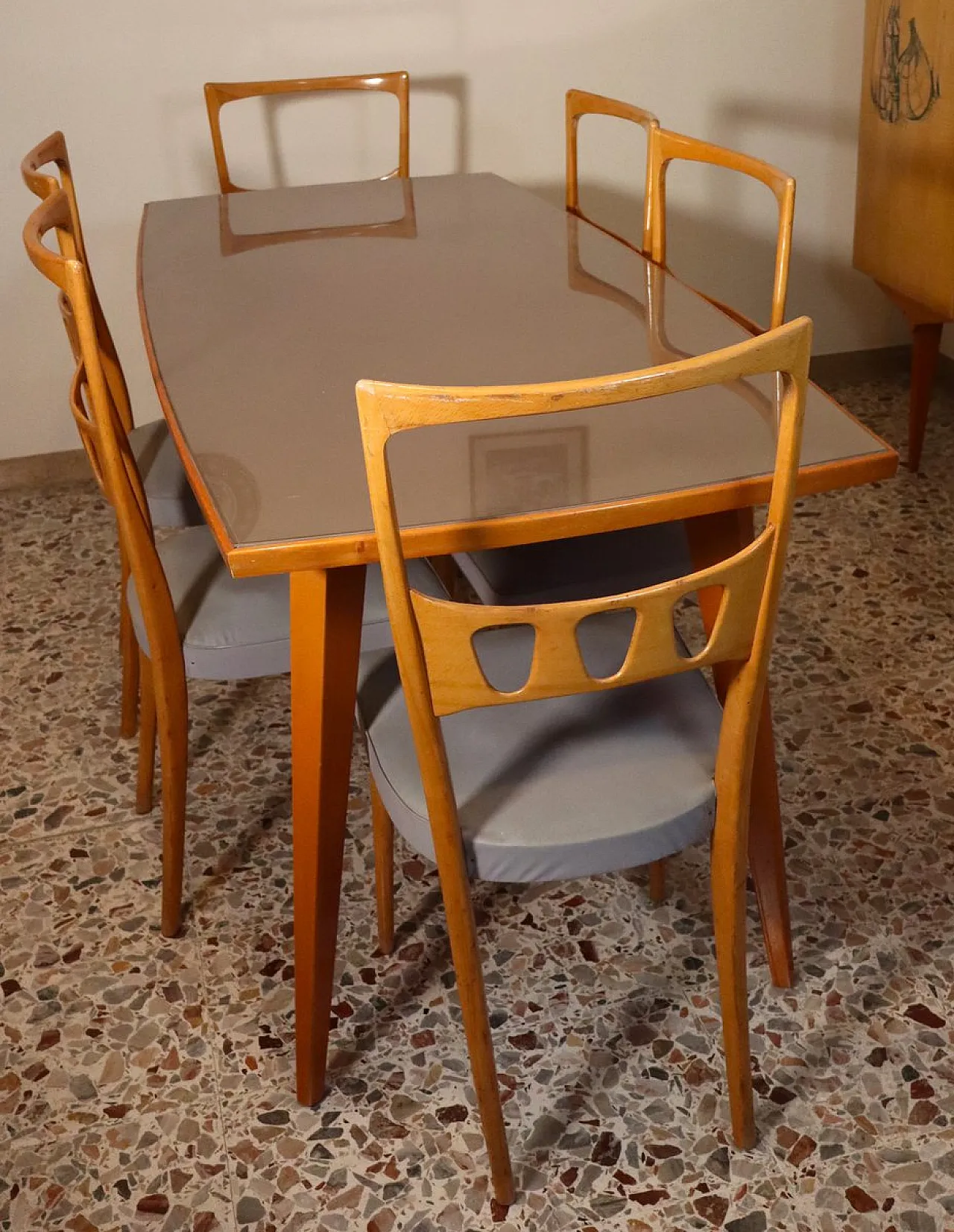 Mid-Century Modern table with 6 chairs by Vittorio Dassi, 1950s 4