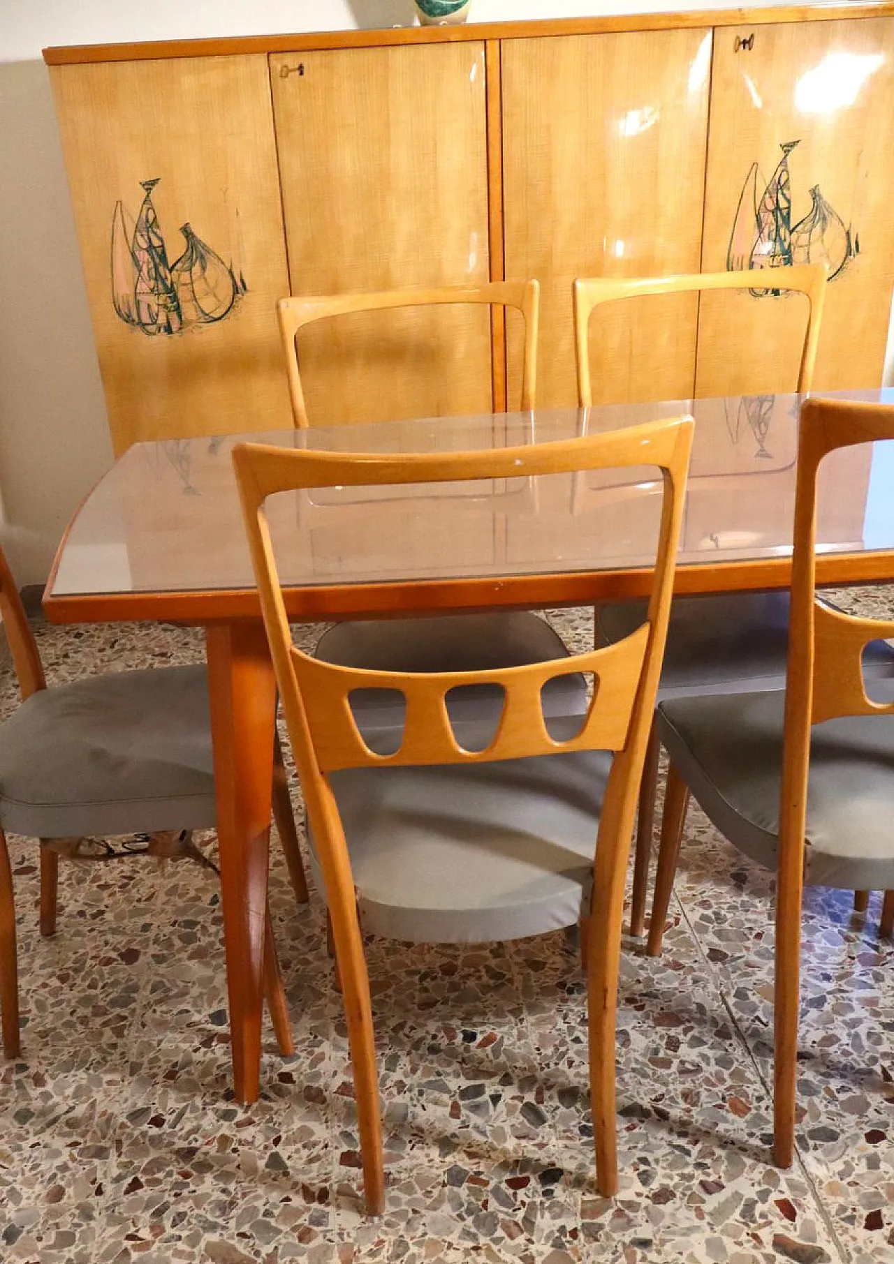 Mid-Century Modern table with 6 chairs by Vittorio Dassi, 1950s 9