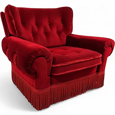 Hollywood Regency red lounge chair in Art Deco style, 1940s