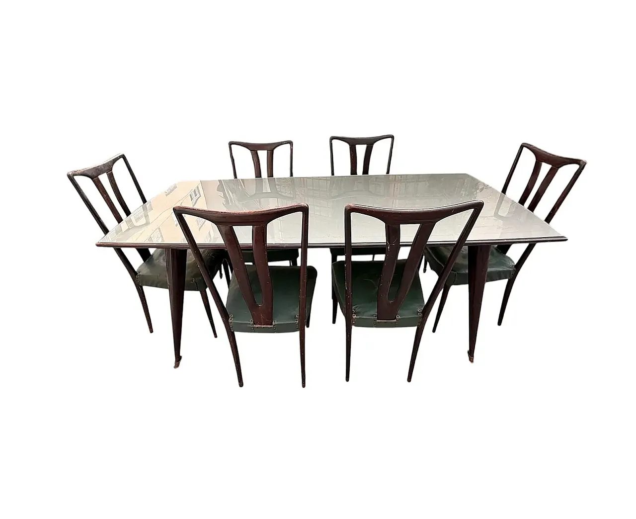 Dining table with 6 chairs, 1950s 1