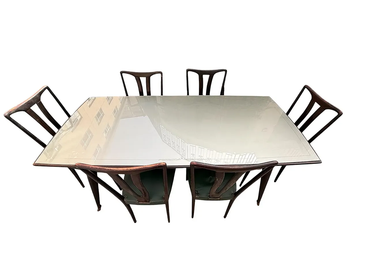 Dining table with 6 chairs, 1950s 3