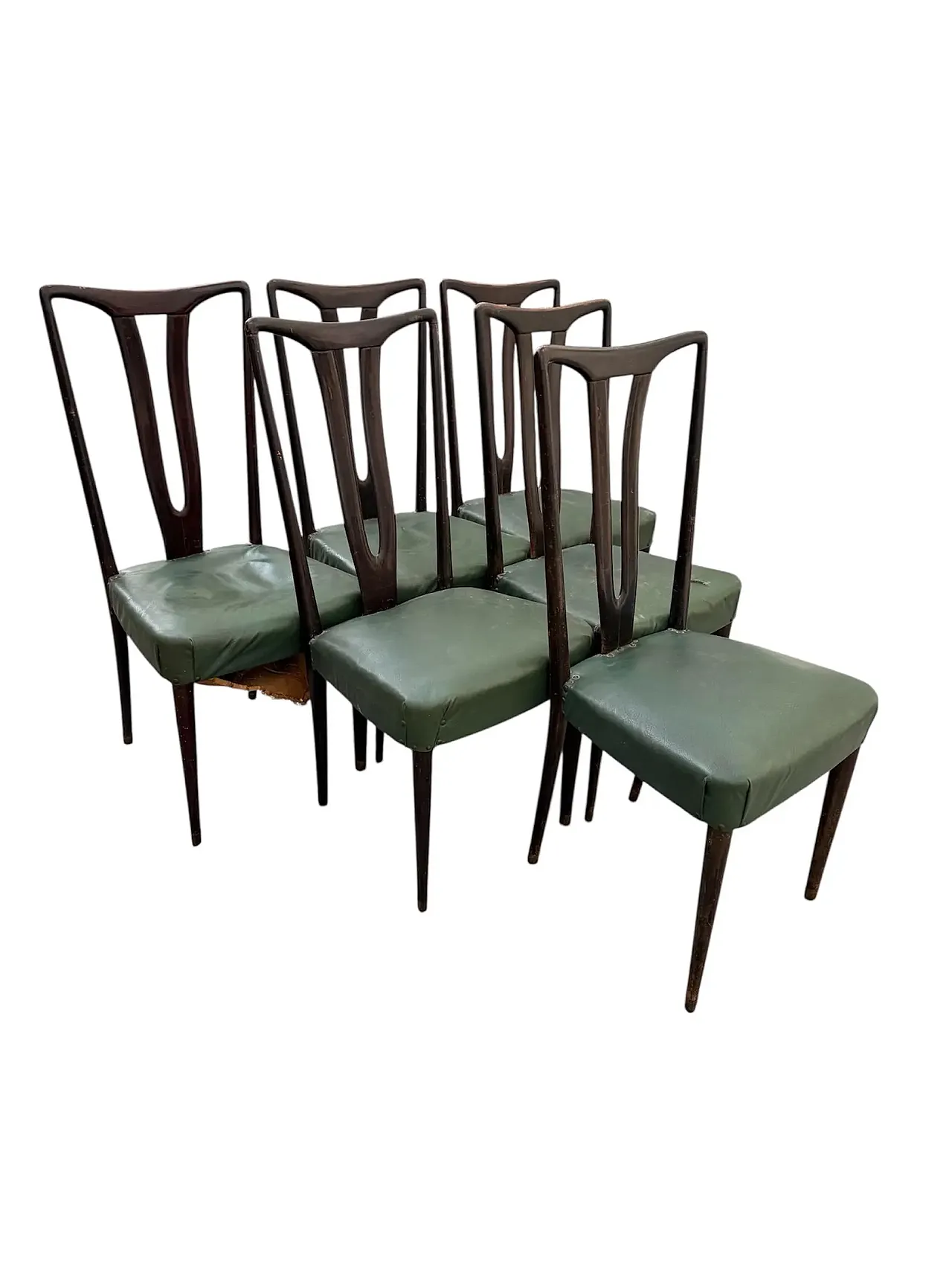 Dining table with 6 chairs, 1950s 17