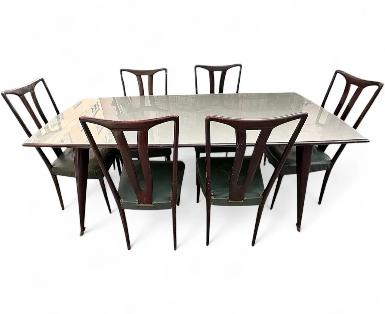 Dining table with 6 chairs, 1950s 20