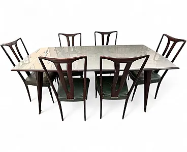 Dining table with 6 chairs, 1950s