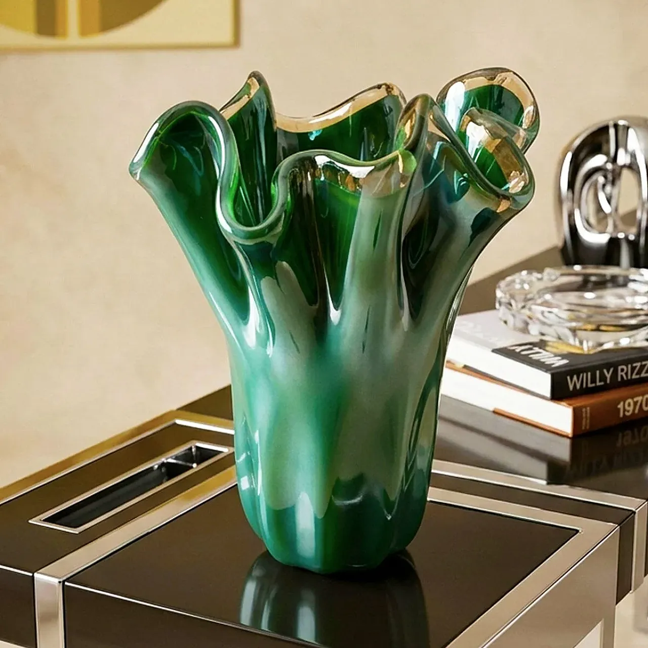 Fazzoletto Murano glass vase by Dogi, 1970s 1