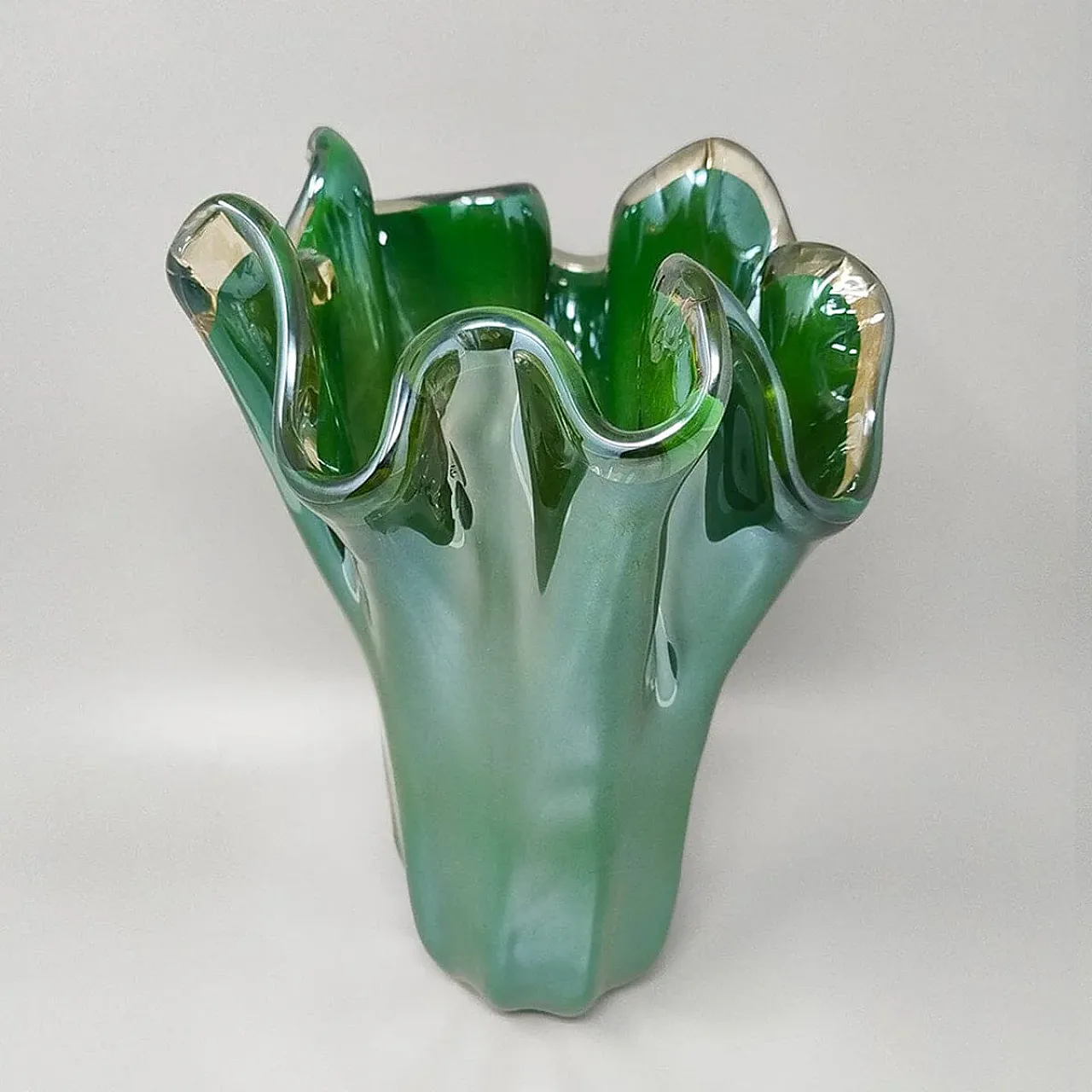Fazzoletto Murano glass vase by Dogi, 1970s 3