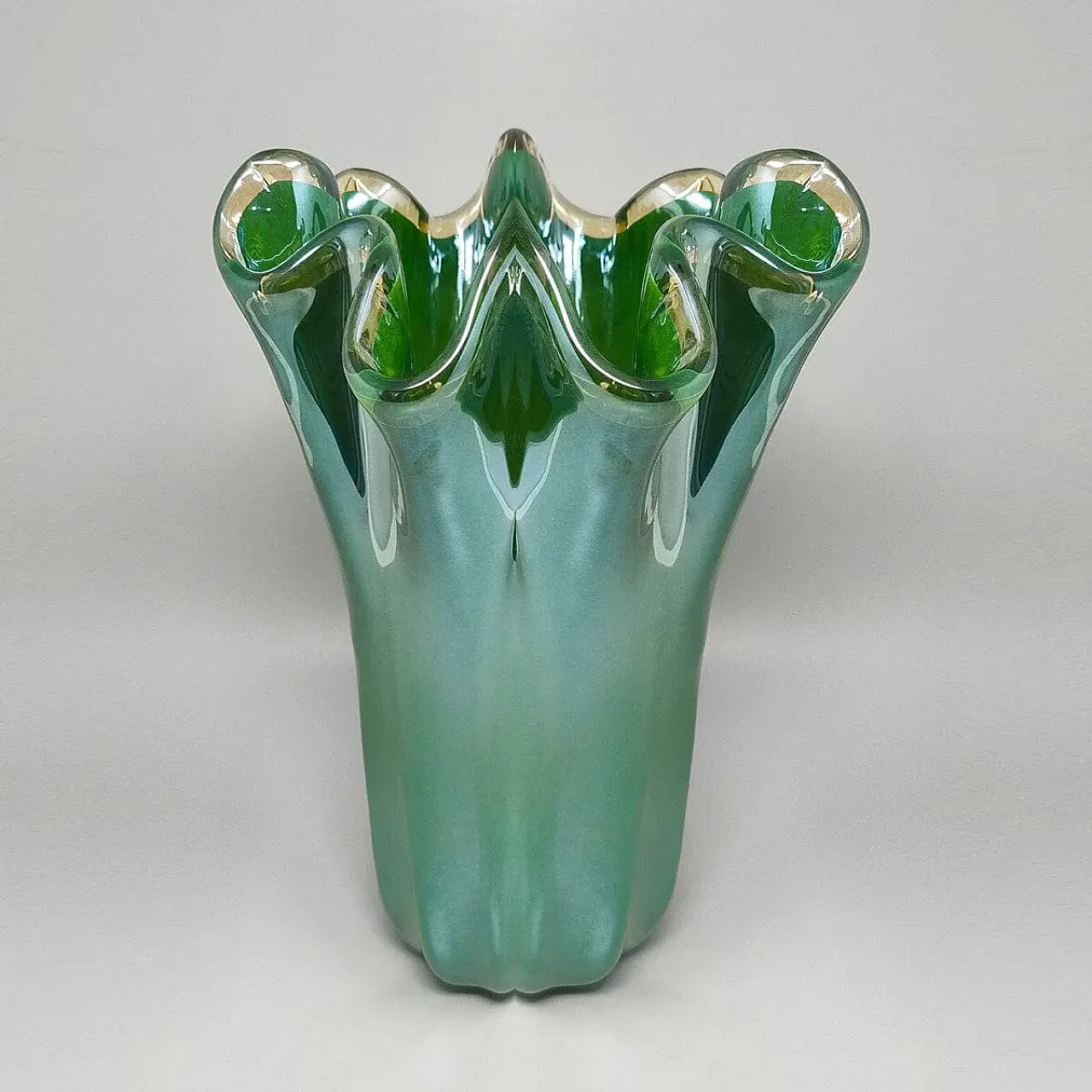 Fazzoletto Murano glass vase by Dogi, 1970s 4