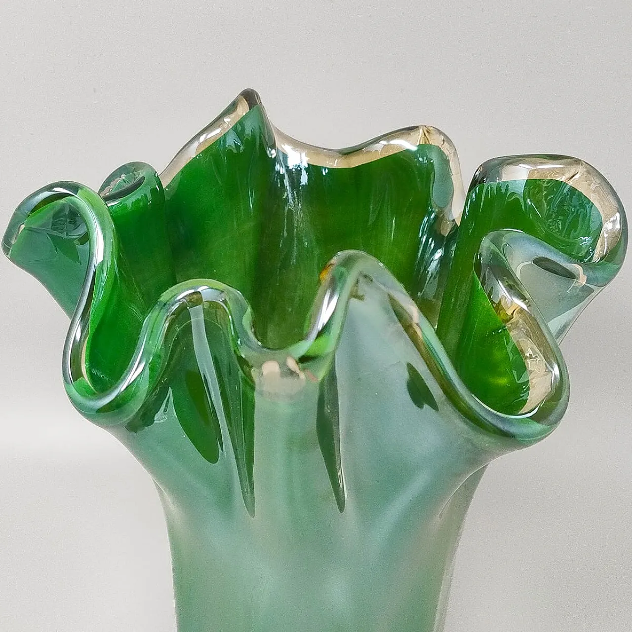 Fazzoletto Murano glass vase by Dogi, 1970s 5