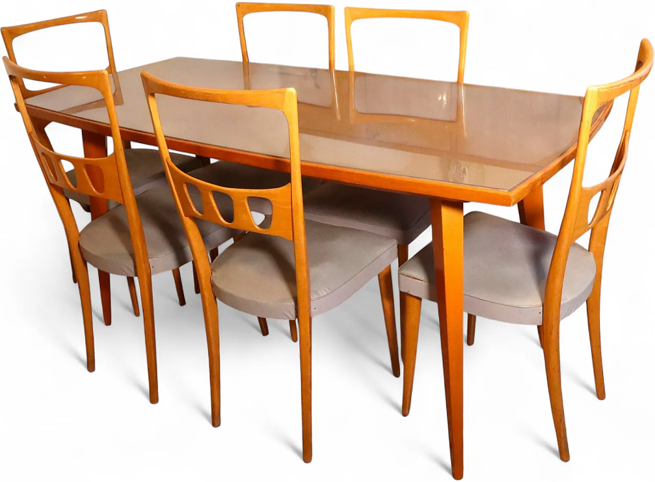 Mid-Century Modern table with 6 chairs by Vittorio Dassi, 1950s 22