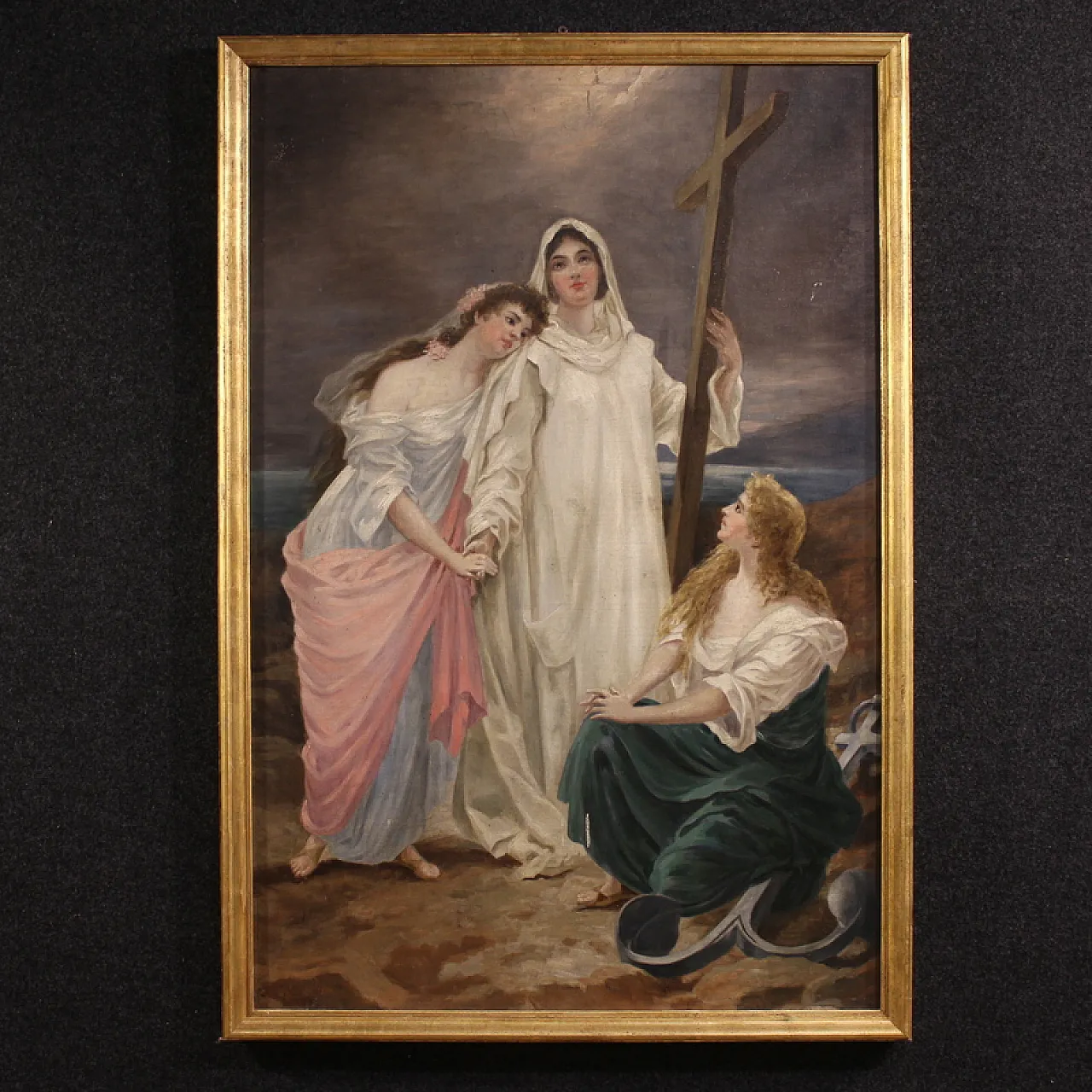 Neoclassical painting allegory of faith, hope, 19th century 2