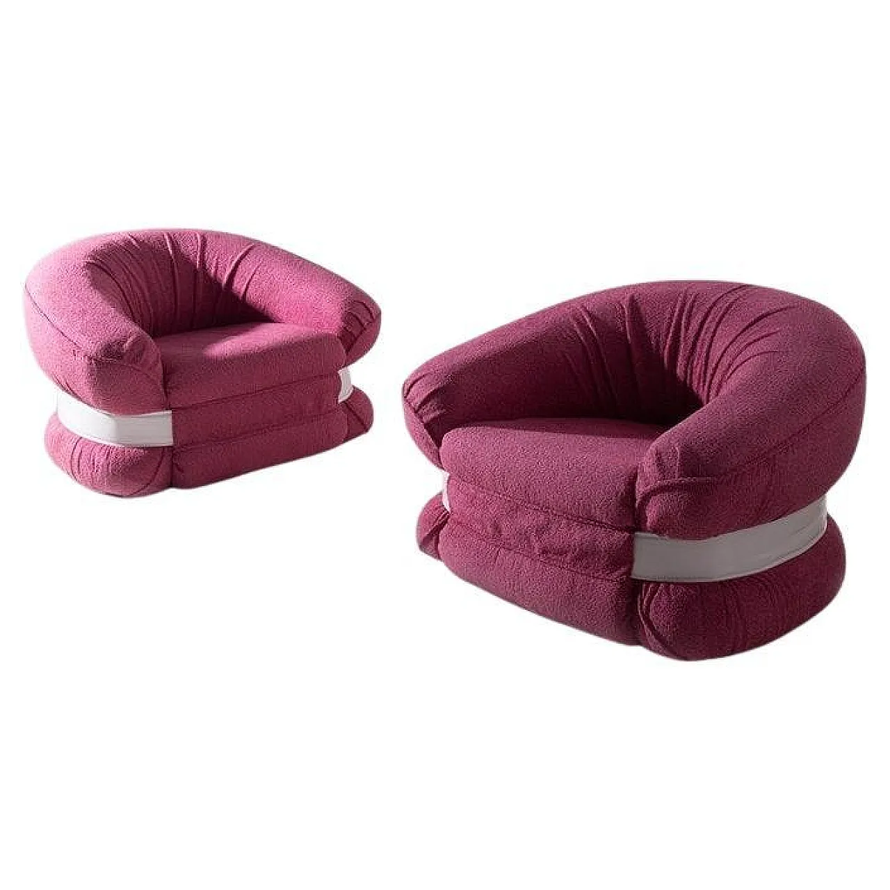 Pair of armchairs Premiere by Adriano Piazzesi in pink bouclé, 1970s 1
