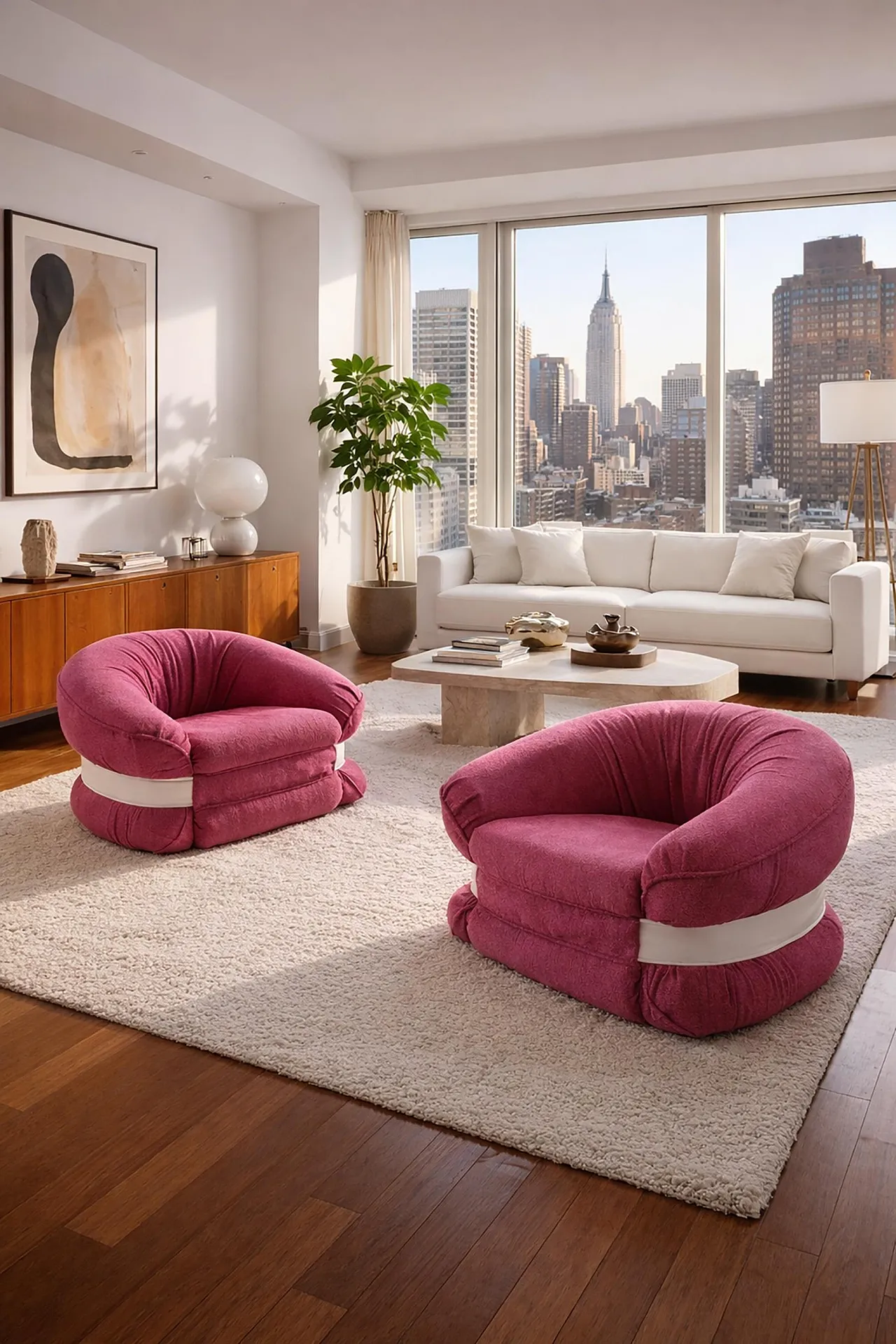 Pair of armchairs Premiere by Adriano Piazzesi in pink bouclé, 1970s 6