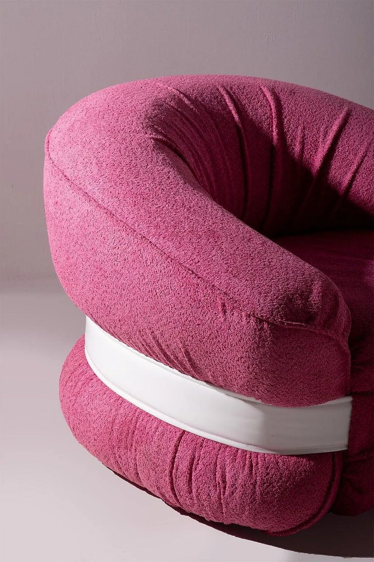 Pair of armchairs Premiere by Adriano Piazzesi in pink bouclé, 1970s 13