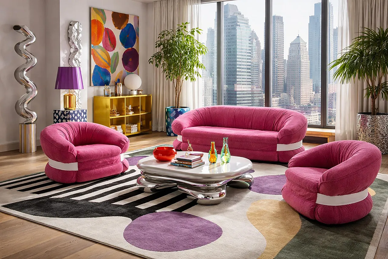 Pair of armchairs Premiere by Adriano Piazzesi in pink bouclé, 1970s 14