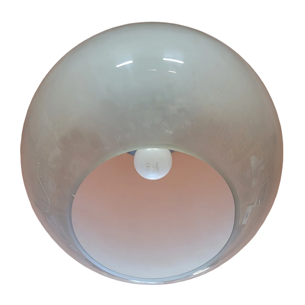 Lampada a sospensione mod. LS10 Boccia in metallo e vetro, anni '70 6