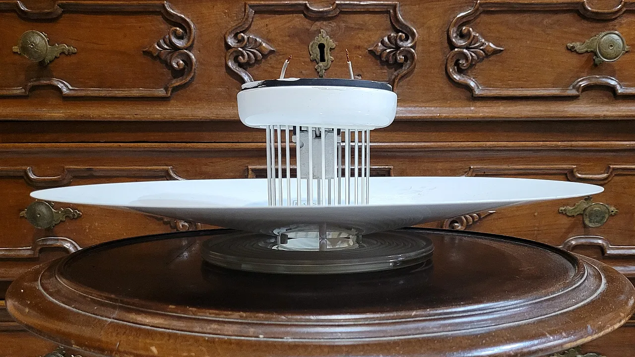 Lampada da soffitto Moni in metallo verniciato e vetro, anni '80 3