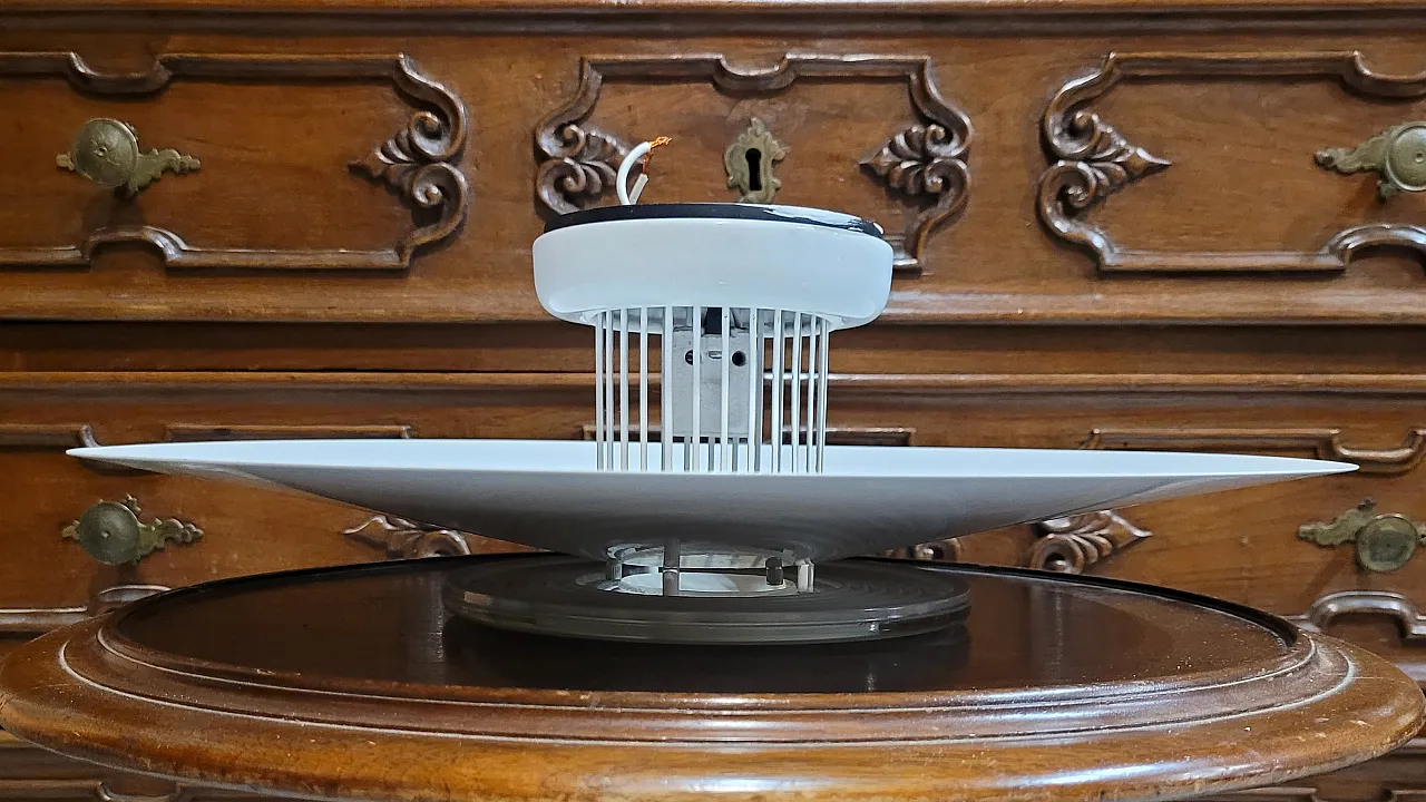 Lampada da soffitto Moni in metallo verniciato e vetro, anni '80 4