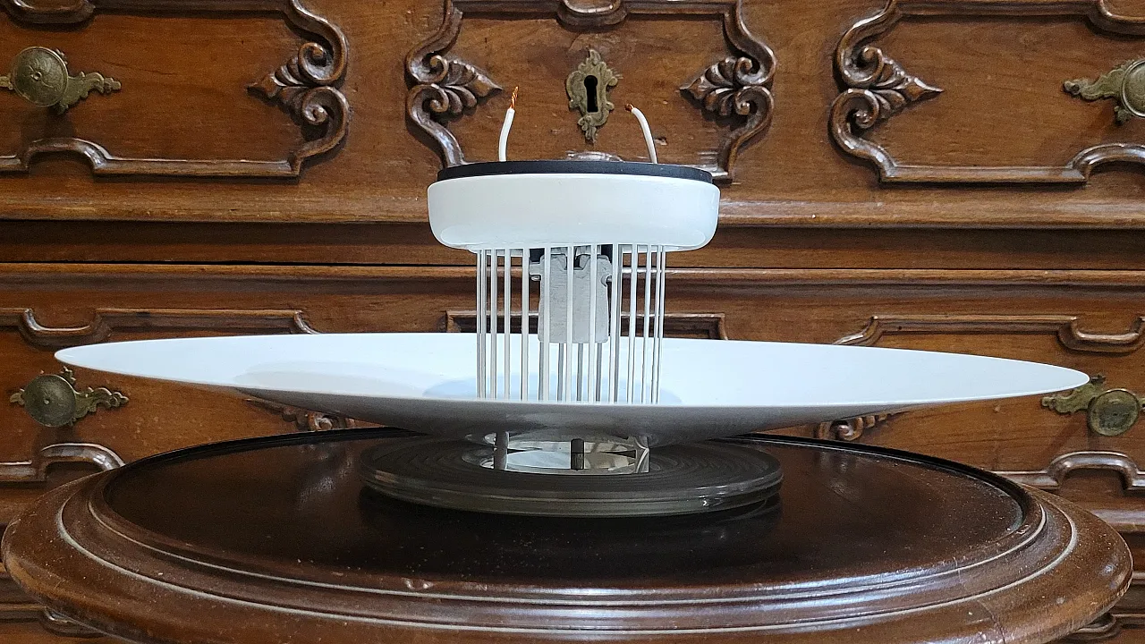 Lampada da soffitto Moni in metallo verniciato e vetro, anni '80 5