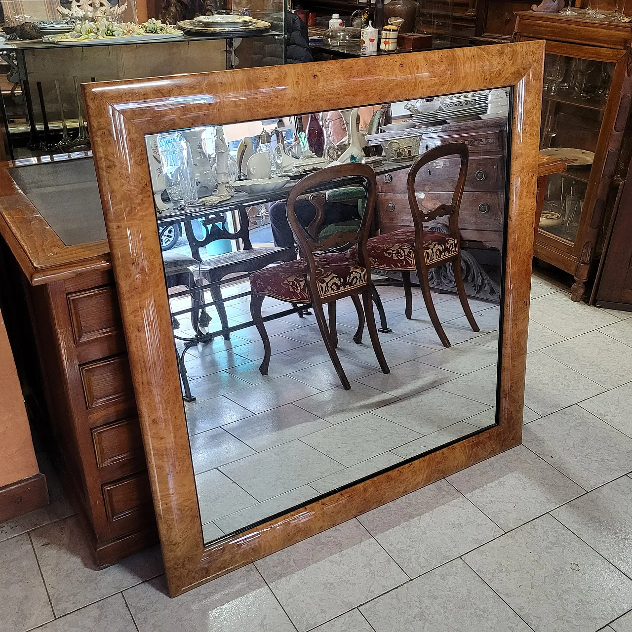 Specchiera in radica di tuia Veca, Italia, degli anni '60 2