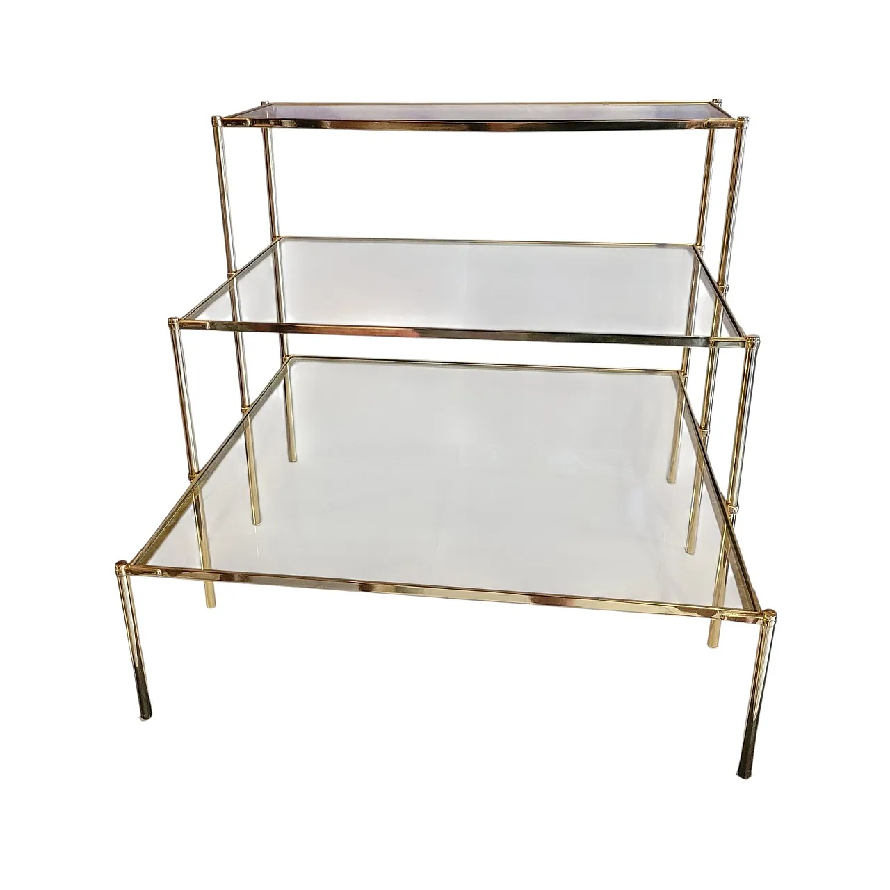 Tavolino da salotto Montecarlo in ottone e vetro, anni '50 1