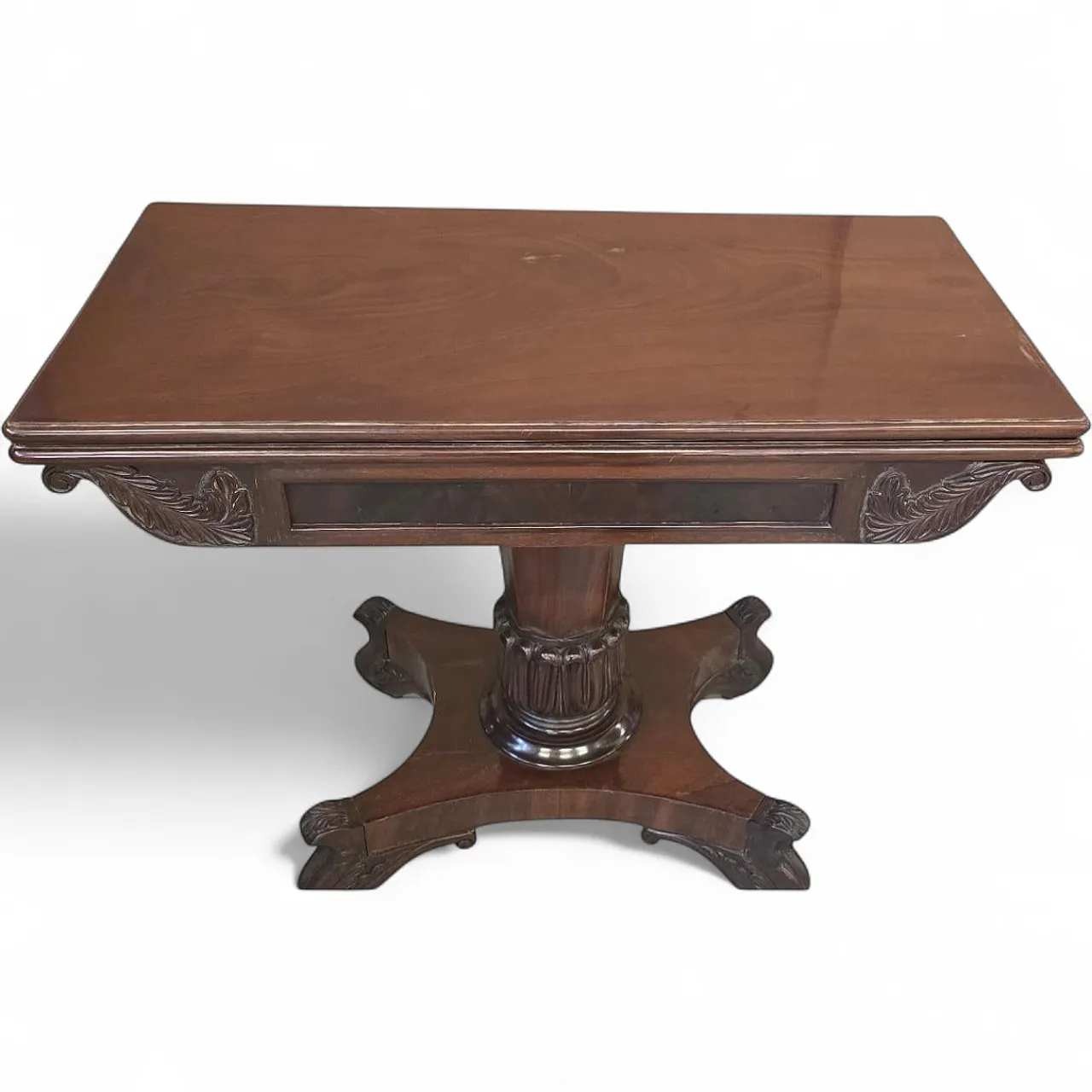Antique mahogany feather book table, mid-19th century 10
