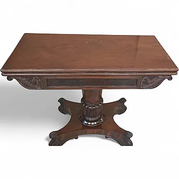 Antique mahogany feather book table, mid-19th century