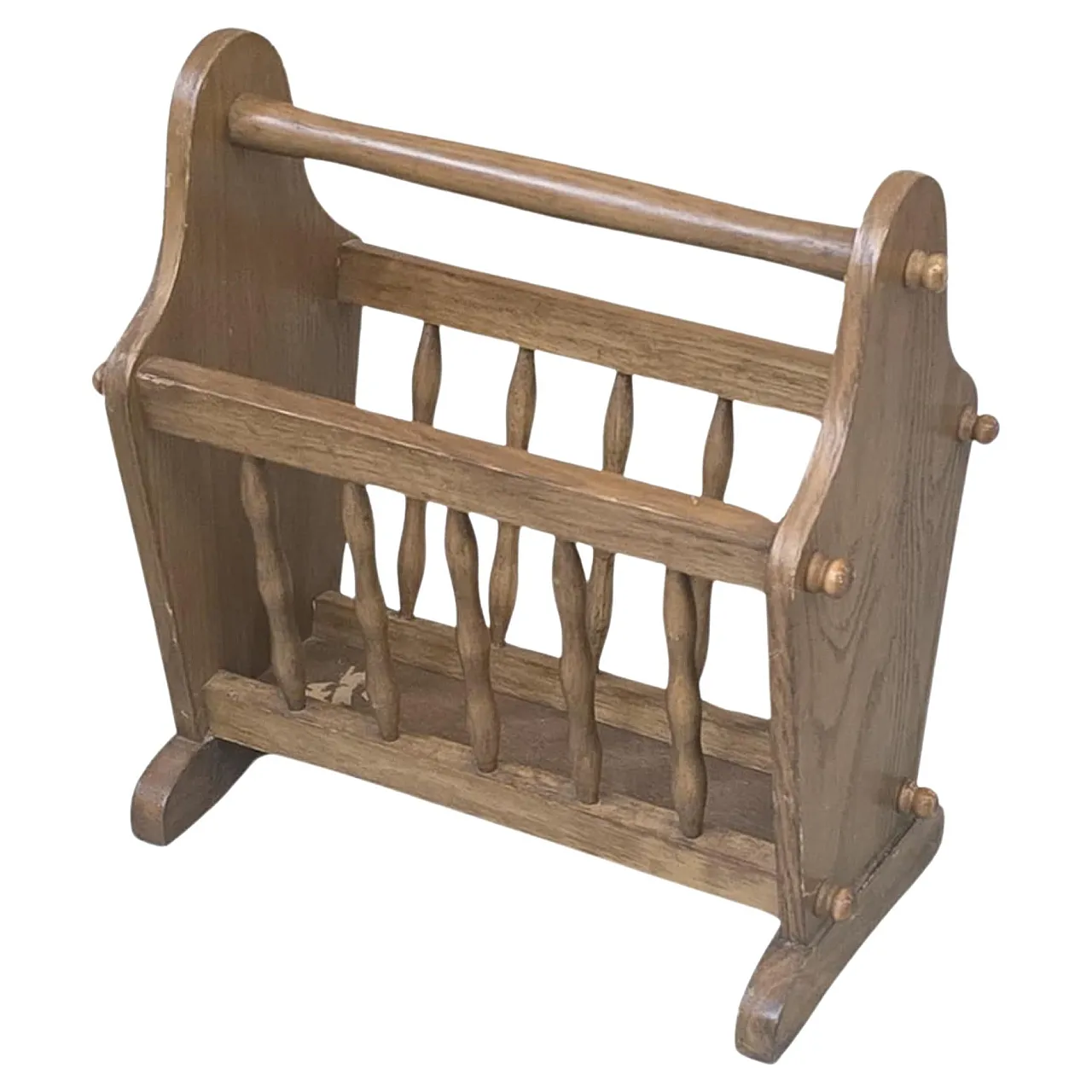 Solid wood magazine rack for living rooms, 1980s 1