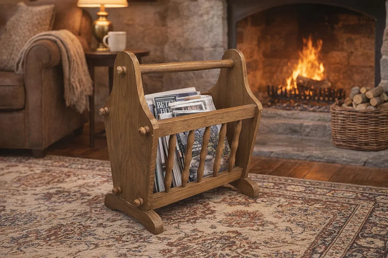 Solid wood magazine rack for living rooms, 1980s 2