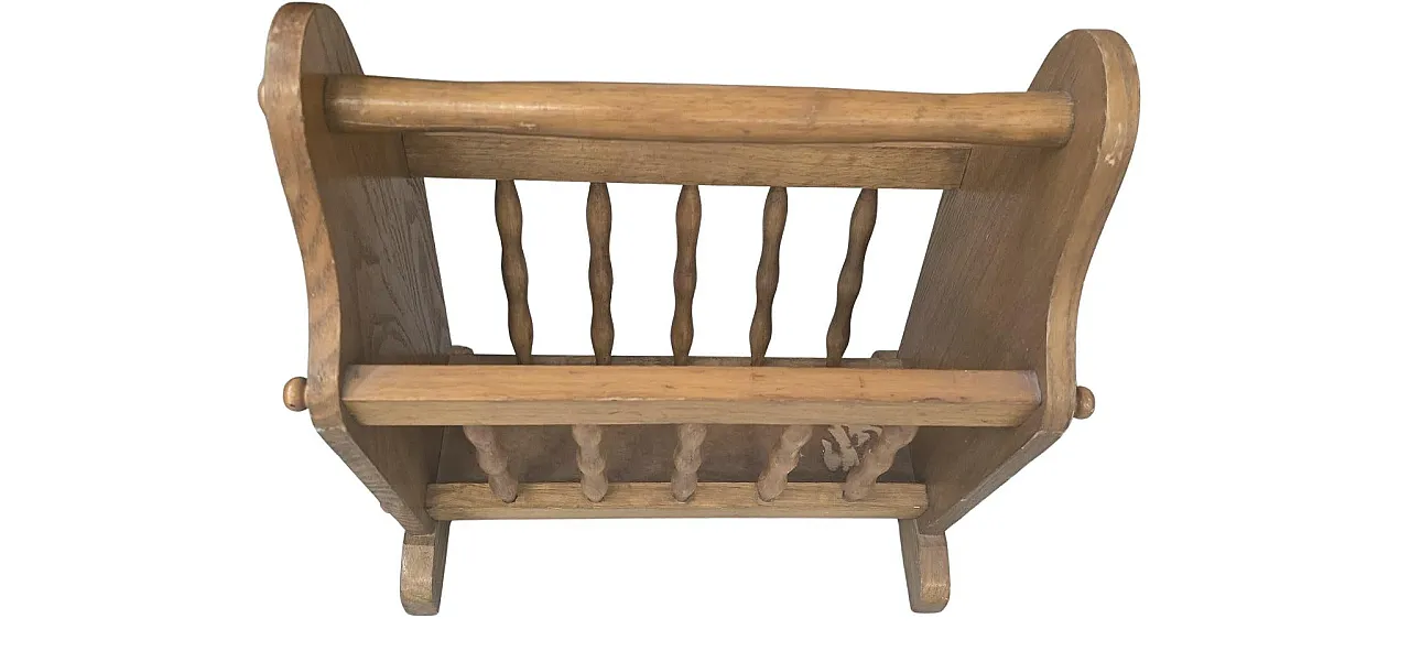 Solid wood magazine rack for living rooms, 1980s 5