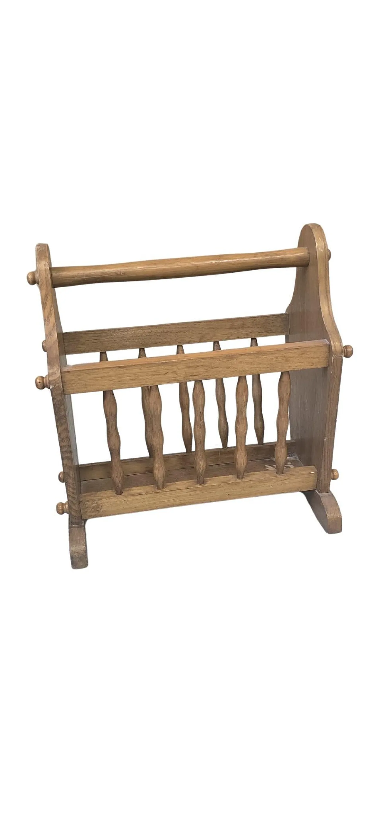 Solid wood magazine rack for living rooms, 1980s 6