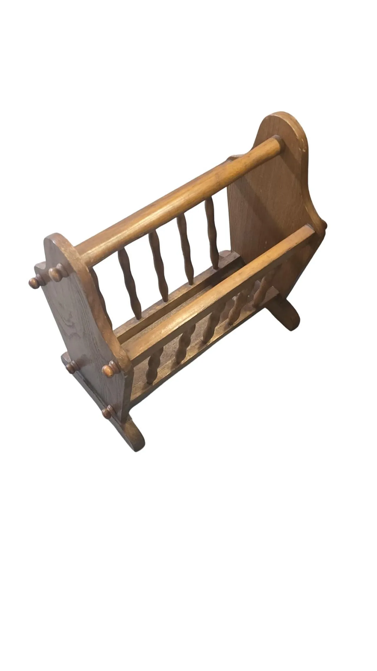 Solid wood magazine rack for living rooms, 1980s 9