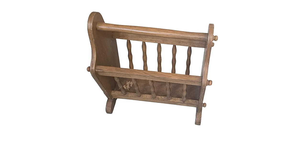 Solid wood magazine rack for living rooms, 1980s 10