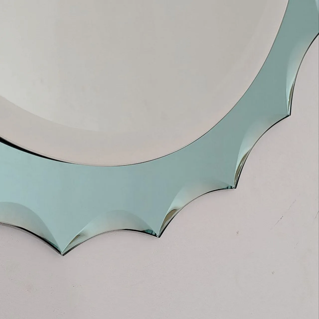 Specchio rotondo turchese a forma di sole stile Fontana Arte, anni '60 1