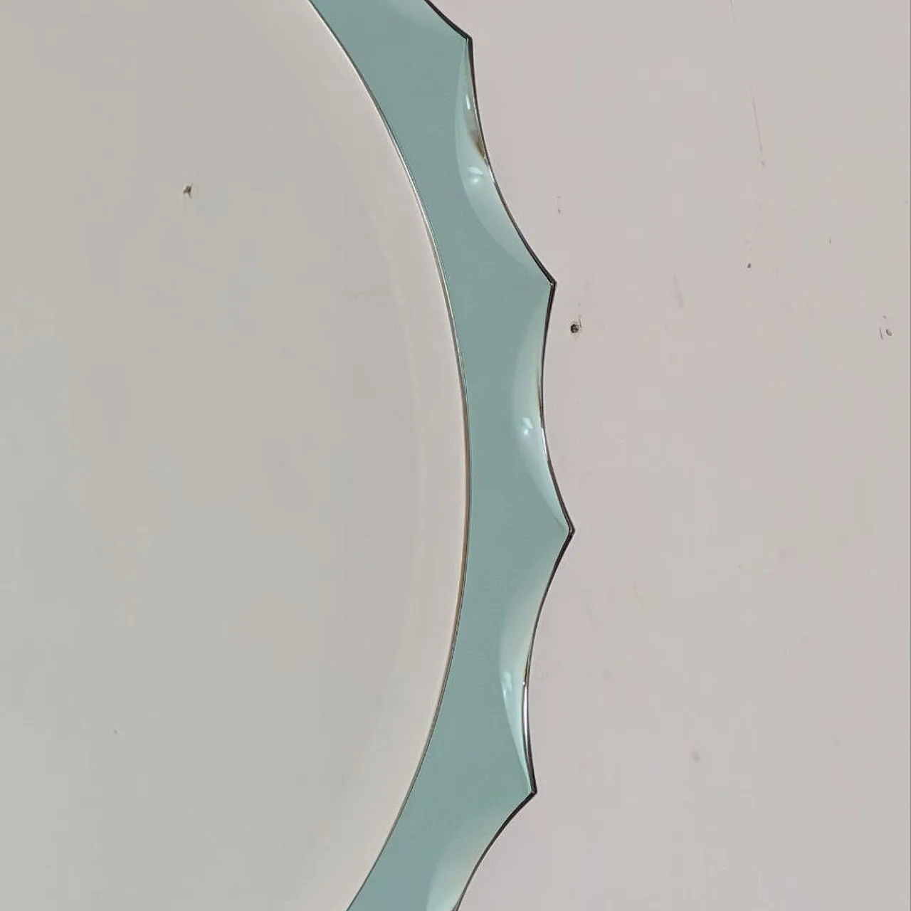 Specchio rotondo turchese a forma di sole stile Fontana Arte, anni '60 2