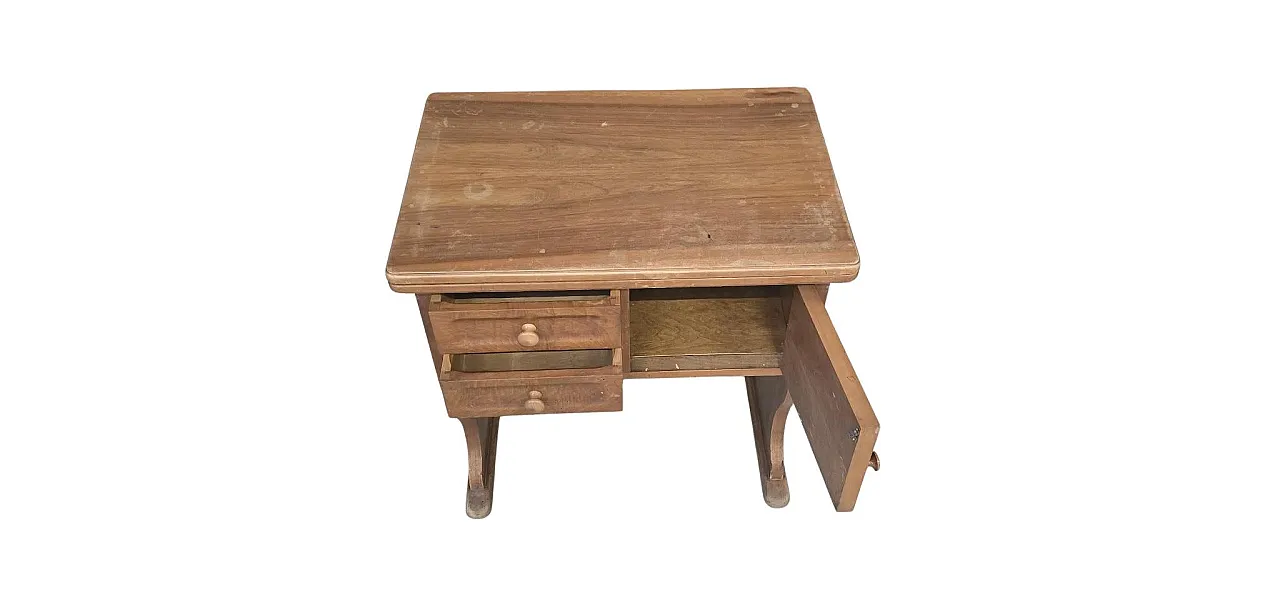 Space-saving wooden coffee table with drawers and compartment, 1970s 3