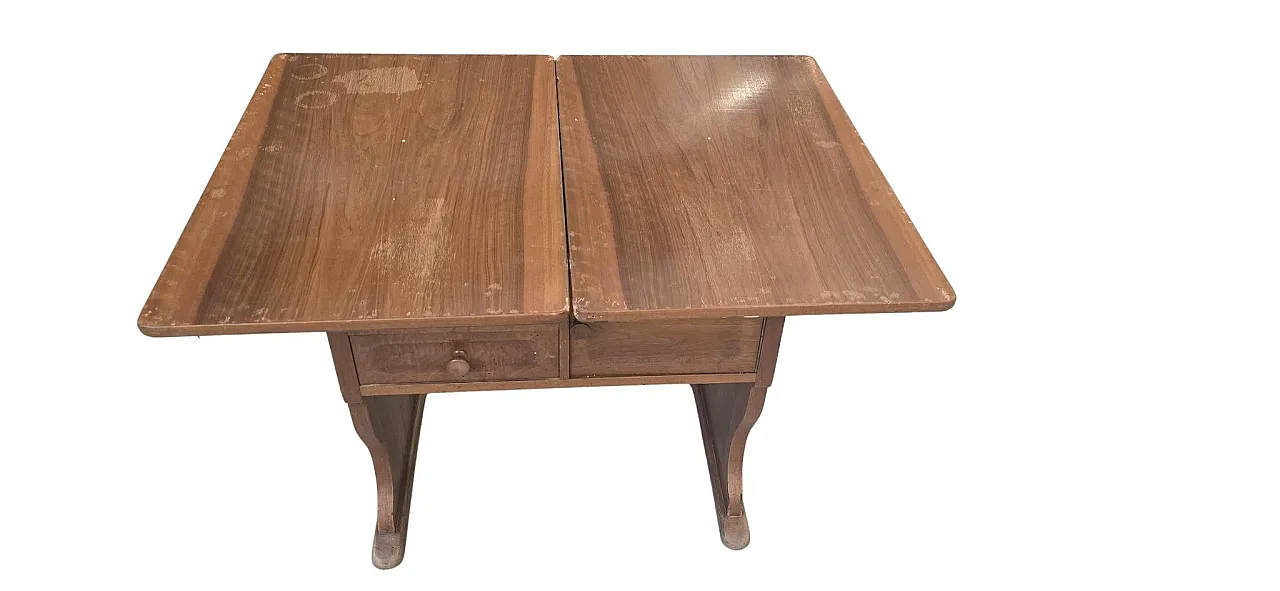 Space-saving wooden coffee table with drawers and compartment, 1970s 6